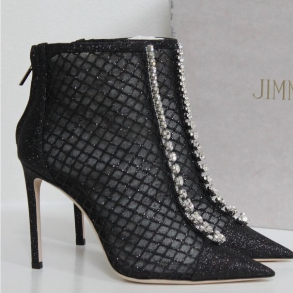 Jimmy Choo Bing 100mm stiletto Ankle Boots with Crystal detail New without box